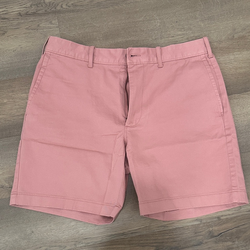 J. Crew Men's Shorts in Dusty Red/Light Pink. 32” waist and 7” inseam